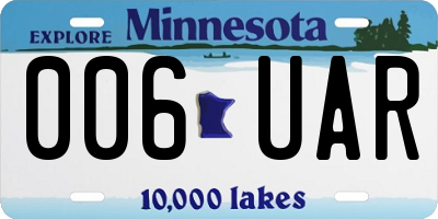 MN license plate 006UAR