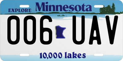 MN license plate 006UAV