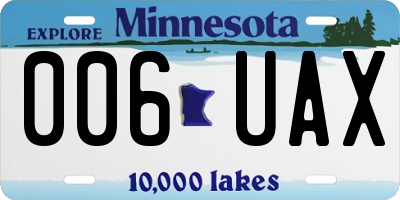 MN license plate 006UAX