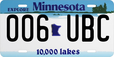 MN license plate 006UBC