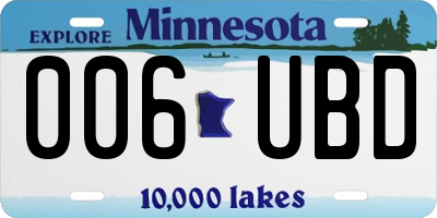 MN license plate 006UBD