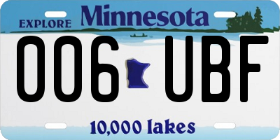 MN license plate 006UBF