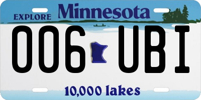 MN license plate 006UBI