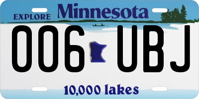 MN license plate 006UBJ