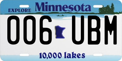 MN license plate 006UBM