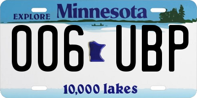 MN license plate 006UBP