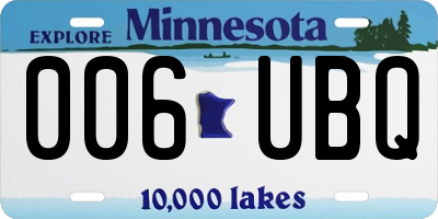 MN license plate 006UBQ
