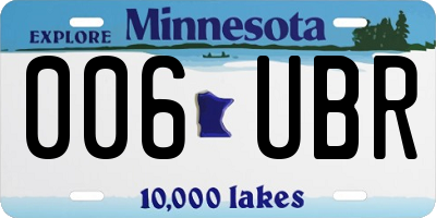 MN license plate 006UBR