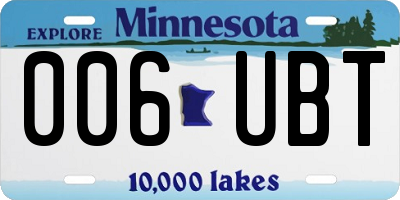 MN license plate 006UBT