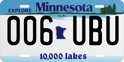 MN license plate 006UBU