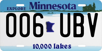 MN license plate 006UBV