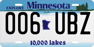 MN license plate 006UBZ