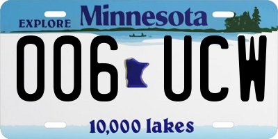 MN license plate 006UCW