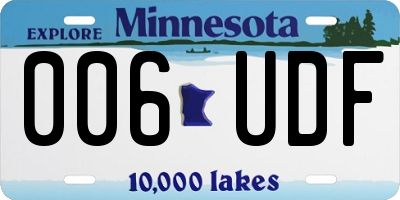 MN license plate 006UDF