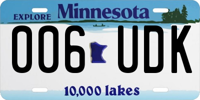 MN license plate 006UDK