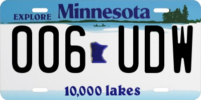 MN license plate 006UDW