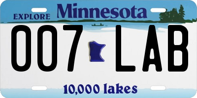 MN license plate 007LAB