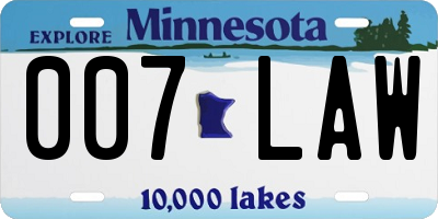 MN license plate 007LAW