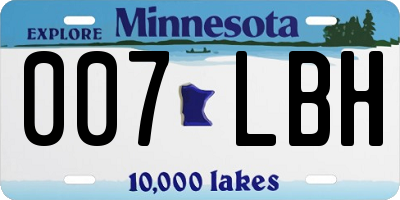 MN license plate 007LBH
