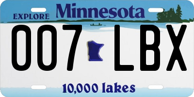 MN license plate 007LBX