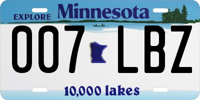 MN license plate 007LBZ