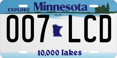 MN license plate 007LCD