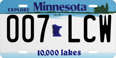 MN license plate 007LCW