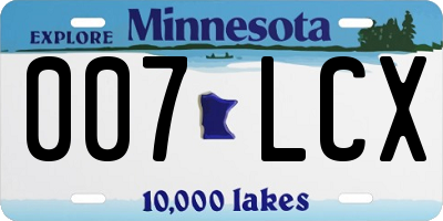 MN license plate 007LCX