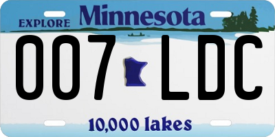 MN license plate 007LDC