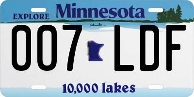 MN license plate 007LDF