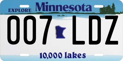 MN license plate 007LDZ