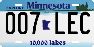 MN license plate 007LEC