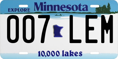 MN license plate 007LEM