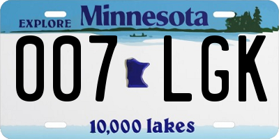 MN license plate 007LGK