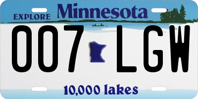 MN license plate 007LGW