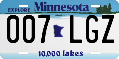 MN license plate 007LGZ