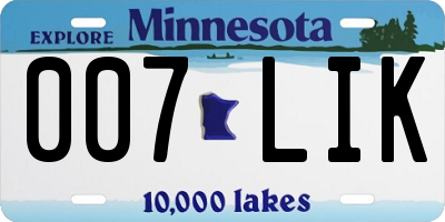MN license plate 007LIK