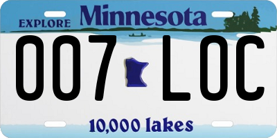 MN license plate 007LOC