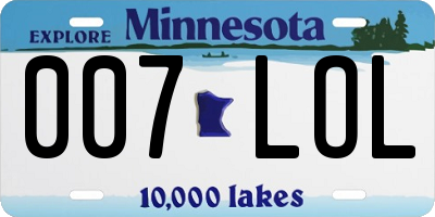 MN license plate 007LOL