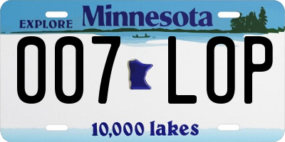 MN license plate 007LOP