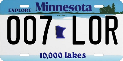 MN license plate 007LOR