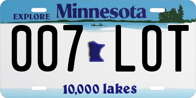 MN license plate 007LOT