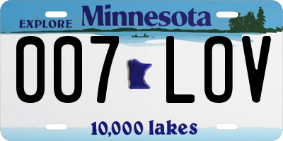 MN license plate 007LOV