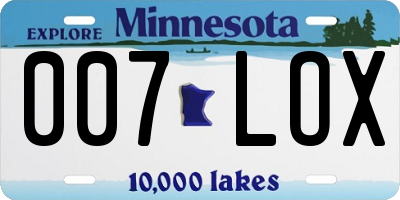MN license plate 007LOX