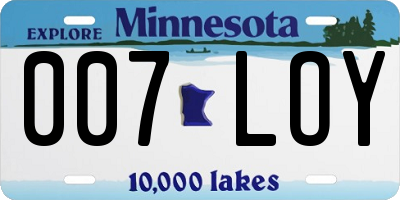 MN license plate 007LOY