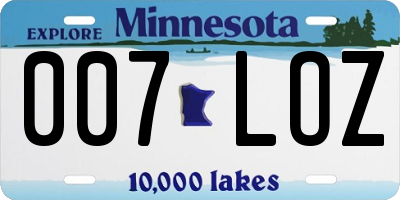 MN license plate 007LOZ