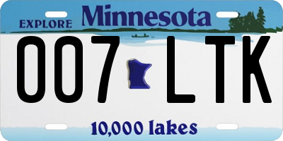 MN license plate 007LTK
