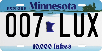 MN license plate 007LUX