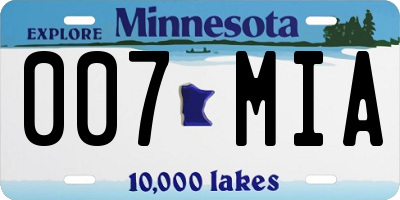 MN license plate 007MIA