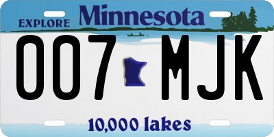 MN license plate 007MJK